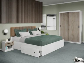 Set mobila dormitor 4 piese Odin Alb/San Remo C40