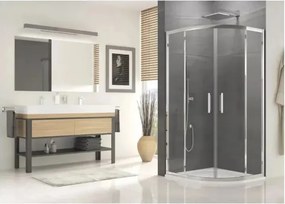 Cabina de dus semirotunda cu usi glisante SanSwiss Ocelia 80x80 cm