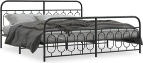 vidaXL Cadru pat metalic cu tăblii de cap/picioare, negru, 200x200 cm