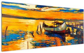 Tablou - Barca la apus de soare (120x50 cm)