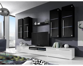 Mobilier living Bridget (Alb + Alb lucios) (Negru + Negru lucios ). 1058185