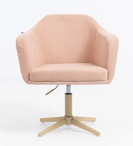 HR832CROSS Scaun Catifea Reiată Premium culoare Roz prăfuit Litchi cu Bază Crem