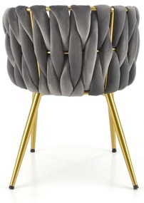 Set 6 scaune K517 velvet gri/auriu