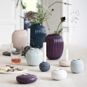 Vază din gresie Kähler Design Hammershoi, mică, înălțime 12,5 cm, albastru mentă