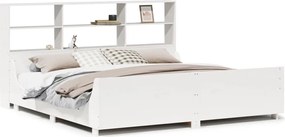 vidaXL Pat cu bibliotecă fără saltea, alb, 180x200 cm, lemn masiv