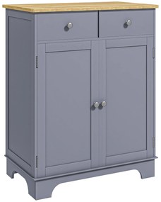 HOMCOM Corp de depozitare bufet pentru living cu dulapuri, 2 sertare și polițe reglabile, 68x40,3x85cm, gri și lemn natural | Aosom Romania