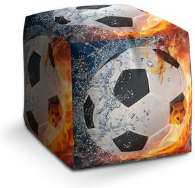 Taburet Cube minge de fotbal, portocaliu / negru