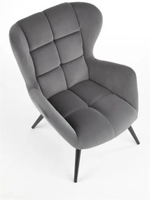 Fotoliu Tyrion velvet gri H91 cm