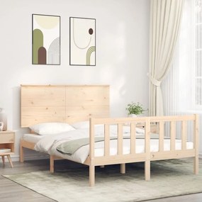 3193371 vidaXL Cadru de pat cu tăblie, dublu mic, lemn masiv