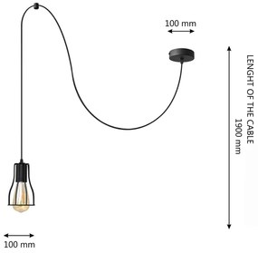 Lustră pe cablu TUBE 1xE27/15W/230V negru
