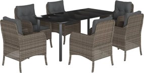 vidaXL Set mobilier de grădină cu perne, 7 piese, gri, poliratan