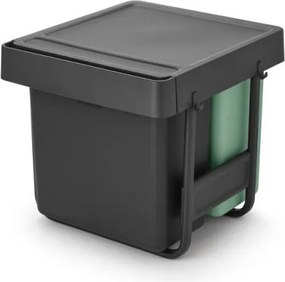 Cos colectare selectiva Brabantia Sort&Go 1008864, 2x10 L+20 L, Materiale ecologice, Economie de spatiu, Gri închis/Verde