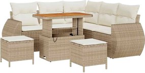 vidaXL Set de canapele pentru grădină 8 pcs Bej și crem poliratan