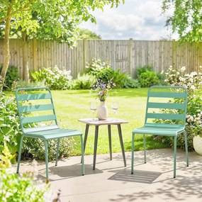 Outsunny Set de 2 Scaune de Grădină Empilabile din Metal pentru Terasă, Balcon, Grădină, Verde | Aosom Romania