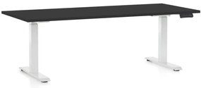 Masa inaltime reglabila OfficeTech D, 180 x 80 cm, bază albă, negru