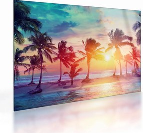 Tablou pe sticlă - Apus de soare tropical (70x50 cm)
