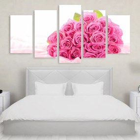 Tablou Multicanvas 5 Piese Pink Roses 250x120 cm