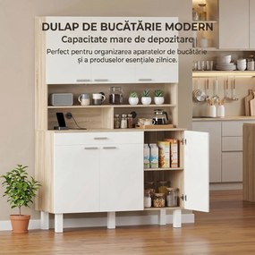 HOMCOM Dulap cu sertar, rafturi și orificii pentru cabluri, alb, ideal pentru bucătărie. | Aosom Romania