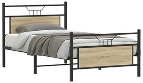 vidaXL Cadru de pat fără saltea Stejar Sonoma 107x203cm Lemn prelucrat