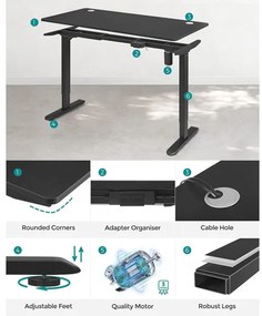 Birou Electric, Reglabil Pe Inaltime, Negru, 70 X 140 Cm