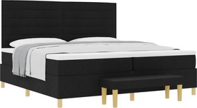 vidaXL Pat cu arcuri cu saltea Negru 200 x 200 cm țesătură