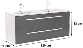 Dulap inferior Vario Clam 120 cu lavoar alb-antracit