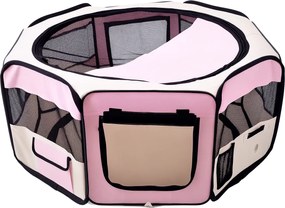 PawHut Parc pliabil pentru câini și pisici, țarc portabil pentru animale mici, impermeabil din țesătură Oxford Ø90x41 cm Roz | Aosom Romania