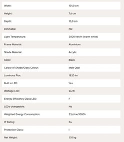 Aplica LED pentru baie moderna IP54 BEAUTY L-101cm negru