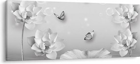 Tablou - Design flori și fluturi (120x50 cm)