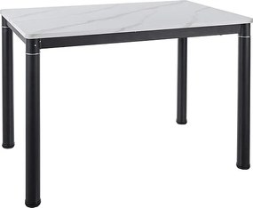 Masa de dining neagra DAMAR 100x70 cm, decor marmura alba