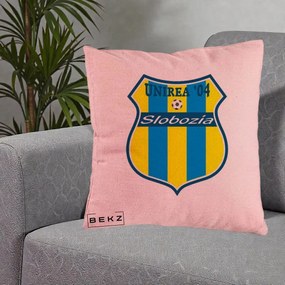 Perna Personalizata Unirea '04 Slobozia Fotbal, 40x40 cm, Roz, Husa Detasabila, Perna Inclusa, BEKZ®