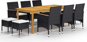 vidaXL Set mobilier de grădină, 11 piese, negru