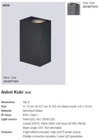 Aplica LED exterior cu iluminat up/down IP44 Asbol Kubi negru 2019071003 NL
