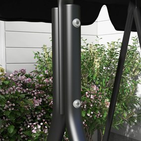 Outsunny Leagăn tip Hollywood 3 locuri Șezlong de grădină Bancă-leagăn, rezistent la intemperii, 172 cm x 110 cm x 153 cm, Negru | Aosom Romania