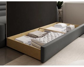 Canapea taupe extensibilă/cu spațiu de depozitare cu tapițerie din catifea cu colț pe partea dreaptă 223 cm Fabillo – ELTAP