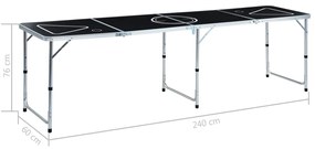 Masa de joc cu bere tip ping pong, pliabila, negru, 240 cm