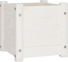 vidaXL Jardinieră de grădină, alb, 31x31x31 cm, lemn masiv de pin