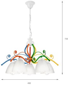 Lustră pe lanț RETRO 5xE27/60W/230V alb/colorat