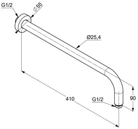 Brat dus fix crom lucios 410 mm Kludi A-QA Crom lucios