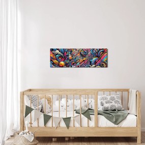 Tablou - Graffiti multicolor (cu ceas) (90x30 cm)