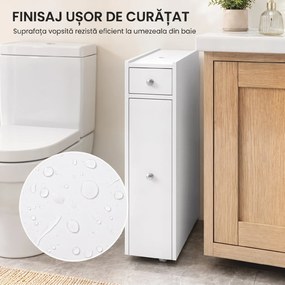 HOMCOM Dulap Baie Slim cu 2 Sertare și Compartiment Deschis, 16x48x58 cm, Alb | Aosom Romania