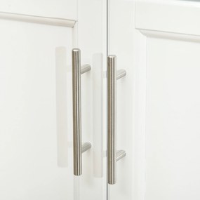 HOMCOM Masuta bucatarie cu rotile insula centrala de bucatarie cu blat din otel, raft reglabil, sertar, suport pentru condimente, alb | Aosom Romania