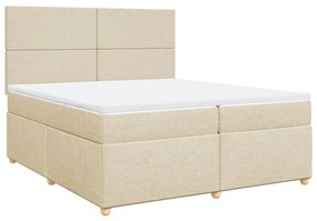 3291385 vidaXL Pat box spring cu saltea, crem, 200x200 cm, textil