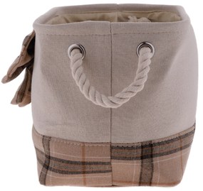 TEMPO-KONDELA MOLIS, coşuri din stofă cu mânere, set 2 buc., bej/maro