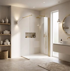 Paravan de dus Rea Flexi Transparent 80 cm auriu