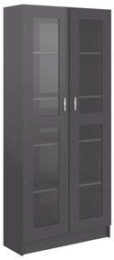 802776 vidaXL Dulap cu vitrină, gri extralucios, 82,5 x 30,5 x 185,5 cm, PAL