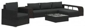 46825 vidaXL Set mobilier de grădină cu perne, 8 piese, negru, poliratan