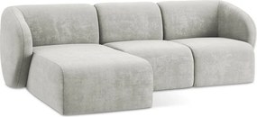 Colțar gri deschis cu tapițerie din chenille (cu colț pe partea stângă/cu șezlong) Lani – Makamii