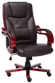 20565 vidaXL Scaun de birou, maro, piele naturală