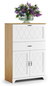 Mazzoni Bar PROVENZA KD2SZ1+1 Stejar Piatră/Alb Mat - DULAP CU SERTAR MARE COMODĂ RETRO